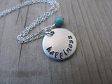 Happiness Inspiration Necklace- "happiness" - Hand-Stamped Necklace with an accent bead in your choice of colors