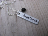 Happiness Inspiration Necklace "happiness"- Hand-Stamped Necklace with an accent bead in your choice of colors