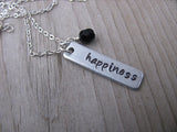 Happiness Inspiration Necklace "happiness"- Hand-Stamped Necklace with an accent bead in your choice of colors