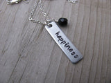 Happiness Inspiration Necklace "happiness"- Hand-Stamped Necklace with an accent bead in your choice of colors