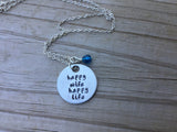 Happy Wife Happy Life Inspiration Necklace- "happy wife happy life" - Hand-Stamped Necklace with an accent bead in your choice of colors