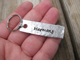 Harmony Inspiration Keychain - "Harmony"  - Hand Stamped Metal Keychain- small, narrow keychain