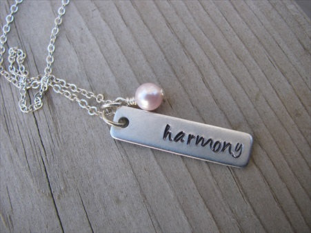 Harmony Inspiration Necklace "harmony"- Hand-Stamped Necklace with an accent bead in your choice of colors