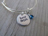 Have Faith Bracelet- "have faith"  - Hand-Stamped Bracelet- Adjustable Bangle bracelet with an accent bead of your choice