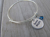 Have Faith Bracelet- "have faith"  - Hand-Stamped Bracelet- Adjustable Bangle bracelet with an accent bead of your choice