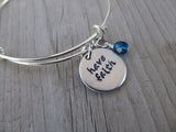 Have Faith Bracelet- "have faith"  - Hand-Stamped Bracelet- Adjustable Bangle bracelet with an accent bead of your choice