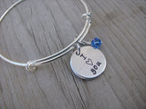 I Love You Inspiration Bracelet- "I ♥ you"  - Hand-Stamped Bracelet-Adjustable Bracelet with an accent bead of your choice