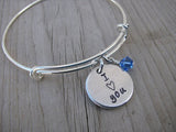 I Love You Inspiration Bracelet- "I ♥ you"  - Hand-Stamped Bracelet-Adjustable Bracelet with an accent bead of your choice