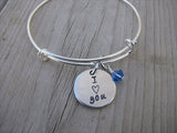 I Love You Inspiration Bracelet- "I ♥ you"  - Hand-Stamped Bracelet-Adjustable Bracelet with an accent bead of your choice