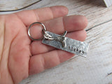 Hockey Keychain- with name of your choice or "hockey" with hockey charm- Keychain- Small, Textured, Rectangle Key Chain