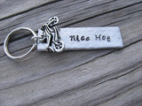 Gift for Dad, Grandpa, Uncle, Husband- Keychain- "Nice Hog" or name of your choice- Keychain- Textured, with Motorcycle Charm