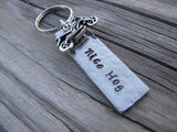 Gift for Dad, Grandpa, Uncle, Husband- Keychain- "Nice Hog" or name of your choice- Keychain- Textured, with Motorcycle Charm