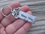 Gift for Dad, Grandpa, Uncle, Husband- Keychain- "Nice Hog" or name of your choice- Keychain- Textured, with Motorcycle Charm