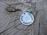 Hope Inspire Believe Inspiration Necklace- "hope inspire believe" - Hand-Stamped Necklace with an accent bead in your choice of colors