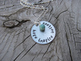 Hope Inspire Believe Inspiration Necklace- "hope inspire believe" - Hand-Stamped Necklace with an accent bead in your choice of colors