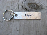 Hope Inspiration Keychain - "hope" - Hand Stamped Metal Keychain- small, narrow keychain