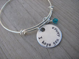 I Hope You Dance Bracelet- "I hope you dance" - Hand-Stamped Bracelet- Adjustable Bangle Bracelet with an accent bead of your choice