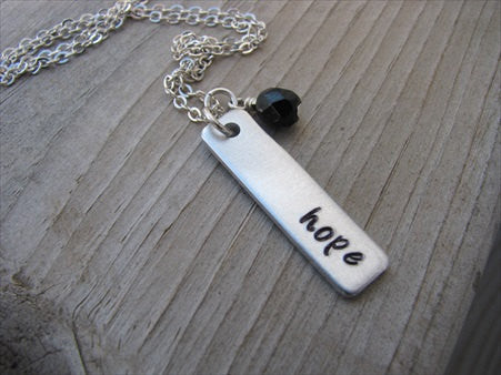 Hope Inspiration Necklace "hope"- Hand-Stamped Necklace with an accent bead in your choice of colors