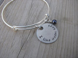 I Like Warm Hugs Inspiration Bracelet- "I like warm hugs" Bracelet-  Hand-Stamped Bracelet- Adjustable Bangle Bracelet with an accent bead of your choice