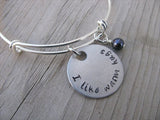 I Like Warm Hugs Inspiration Bracelet- "I like warm hugs" Bracelet-  Hand-Stamped Bracelet- Adjustable Bangle Bracelet with an accent bead of your choice