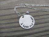 I Love My Mom Inspiration Necklace- "I love my mom" - Hand-Stamped Necklace with an accent bead in your choice of colors