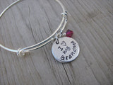 Grandmother's Bracelet- "I ♥ my Grandma"  - Hand-Stamped Bracelet  -Adjustable Bangle Bracelet with an accent bead of your choice