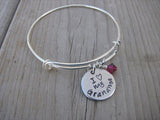 Grandmother's Bracelet- "I ♥ my Grandma"  - Hand-Stamped Bracelet  -Adjustable Bangle Bracelet with an accent bead of your choice