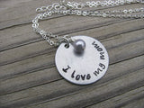 I Love My Mom Inspiration Necklace- "I love my mom" - Hand-Stamped Necklace with an accent bead in your choice of colors