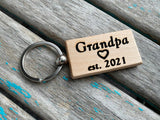 Grandpa Keychain- "Grandpa est. (year of your choice)" -with optional personalized option for the back