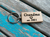 Grandma Keychain- "Grandma est. (year of your choice)" -with optional personalized option