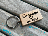 Grandpa Keychain- "Grandpa est. (year of your choice)" -with optional personalized option for the back