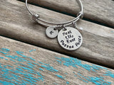 Pursue Peace Bracelet- "Best Life Ever Pursue Peace" with an initial charm and accent bead of your choice - Hand-Stamped Bracelet