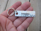 Inspire Keychain - "inspire"  - Hand Stamped Metal Keychain- small, narrow keychain