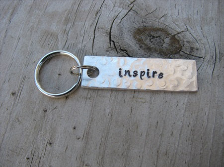 Inspire Keychain - "inspire"  - Hand Stamped Metal Keychain- small, narrow keychain