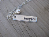 Inspiration Necklace-"inspire" - Hand-Stamped Necklace with an accent bead in your choice of colors