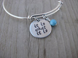 It Is What It Is Inspiration Bracelet- Hand-Stamped "it is what it is" Bracelet with an accent bead of your choice