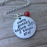 Journey Necklace- Hand-Stamped Necklace "every journey begins with a single step" with an accent bead in your choice of colors