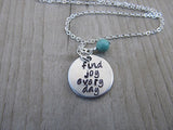 Find Joy Every Day Inspiration Necklace - "find joy every day" - Hand-Stamped Necklace with an accent bead in your choice of colors