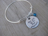 The Joy Is In The Journey Inspiration Bracelet- "the joy is in the journey" Bracelet-  Hand-Stamped Bracelet- Adjustable Bangle Bracelet with an accent bead of your choice