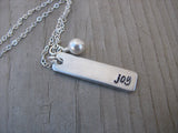 Joy Inspiration Necklace-"joy" - Hand-Stamped Necklace with an accent bead of your choice