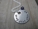 Keep Your Chin Up Inspiration Necklace- "keep your chin up" - Hand-Stamped Necklace with an accent bead in your choice of colors