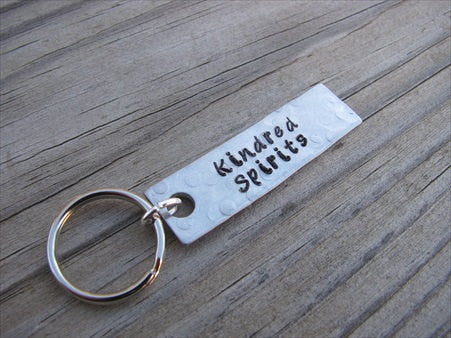 Friendship Keychain - "Kindred Spirits" - Hand Stamped Metal Keychain- small, narrow keychain