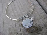 Kindness Inspiration Bracelet- "kindness"  - Hand-Stamped Bracelet  -Adjustable Bangle Bracelet with an accent bead of your choice