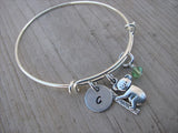 Koala Charm Bracelet- Adjustable Bangle Bracelet with an Initial Charm and an Accent Bead of your choice
