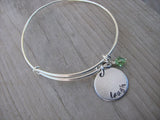 Laugh Inspiration Bracelet- "laugh"  - Hand-Stamped Bracelet  -Adjustable Bangle Bracelet with an accent bead of your choice