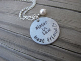 Sister in Law Necklace- "sister in law best friend" with small heart - Hand-Stamped Necklace with an accent bead of your choice