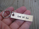 Let It Be Inspiration Keychain - "let it be"  - Hand Stamped Metal Keychain- small, narrow keychain