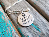 Life Is Tough Inspiration Necklace- "life is tough but so are you" - Hand-Stamped Necklace with an accent bead in your choice of colors