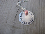 Look On The Bright Side Inspiration Necklace- "look on the bright side" - Hand-Stamped Necklace with an accent bead in your choice of colors