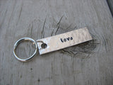 Love Inspiration Keychain - "love"  - Hand Stamped Metal Keychain- small, narrow keychain
